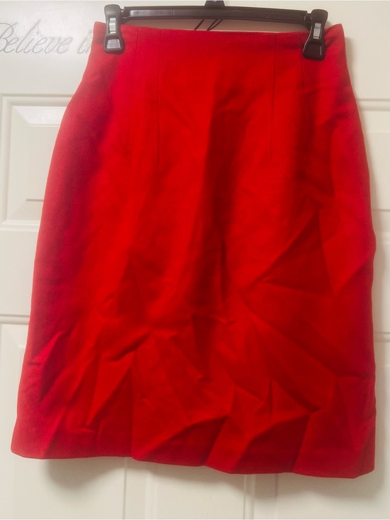 Savannah Dresses & Skirts - Bright Red Wool Classic Pencil Skirt (Bin 5-044)